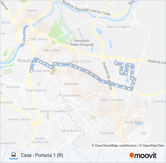 Mapa da linha 0210 UNILESTE / CENTRO de 