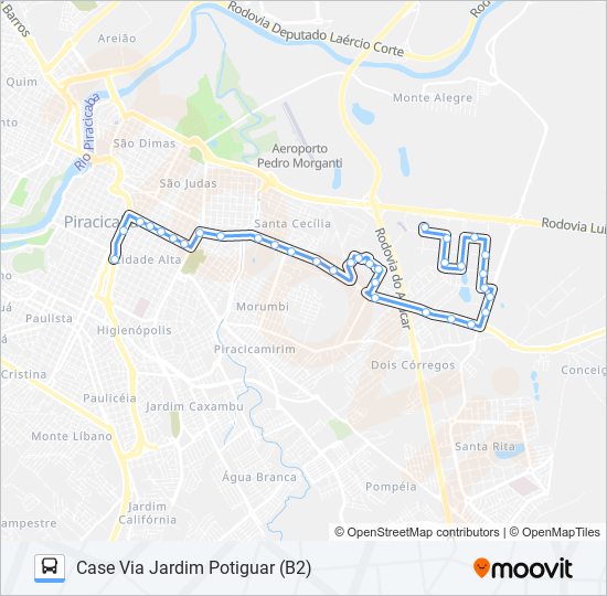 Mapa da linha 0210 UNILESTE / CENTRO de ônibus