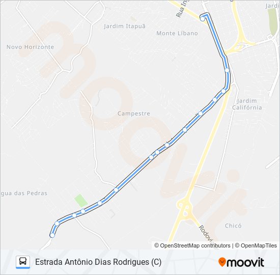 Mapa da linha 0319 JARDIM COSTA RICA de 