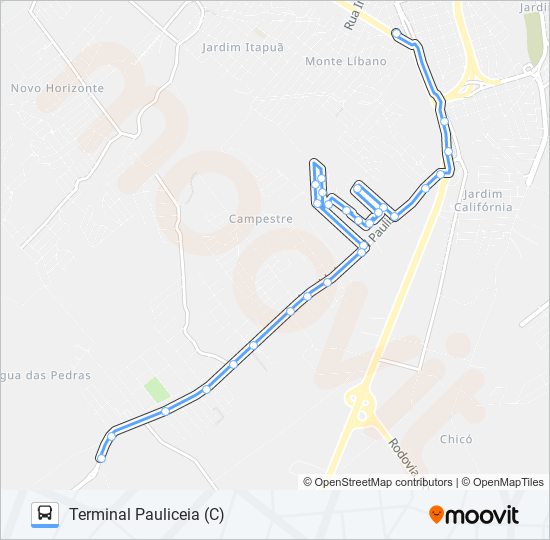 Mapa da linha 0319 JARDIM COSTA RICA de 