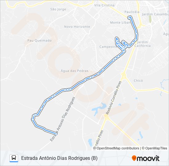 Mapa da linha 0319 JARDIM COSTA RICA de ônibus