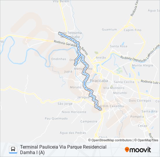 Mapa da linha 1200 PAULICÉIA / SÔNIA de ônibus