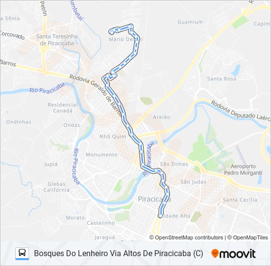 Mapa da linha 0126 BOSQUES DO LENHEIRO de ônibus