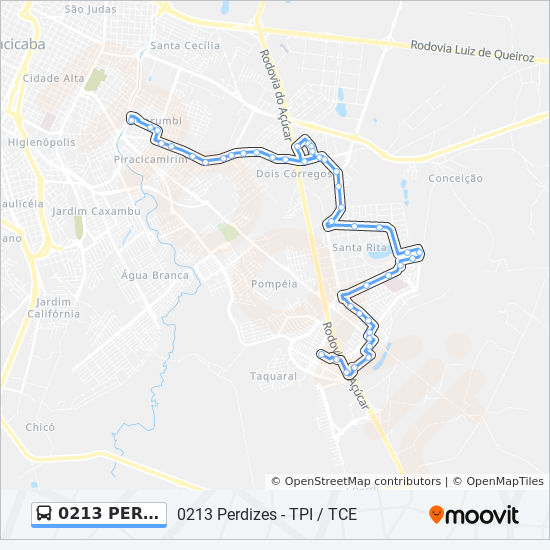 0213 PERDIZES - TPI / TCE bus Line Map