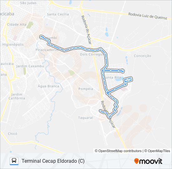 Mapa da linha 0213 PERDIZES - TPI / TCE de 