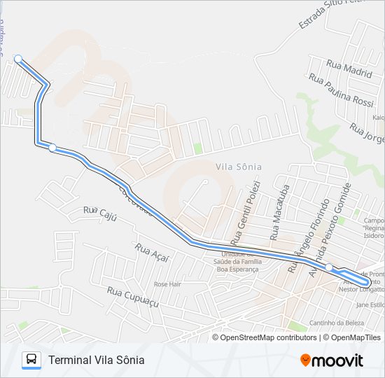 Mapa da linha 0414 RESIDENCIAL PIRACICABA de ônibus
