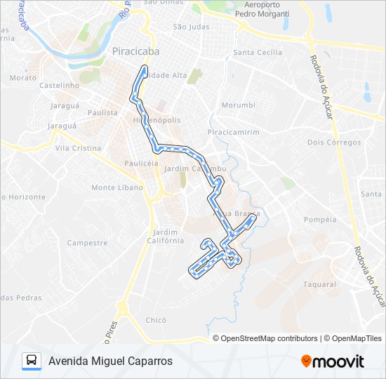 Mapa da linha 0222 JARDIM ORIENTE / CENTRO de ônibus