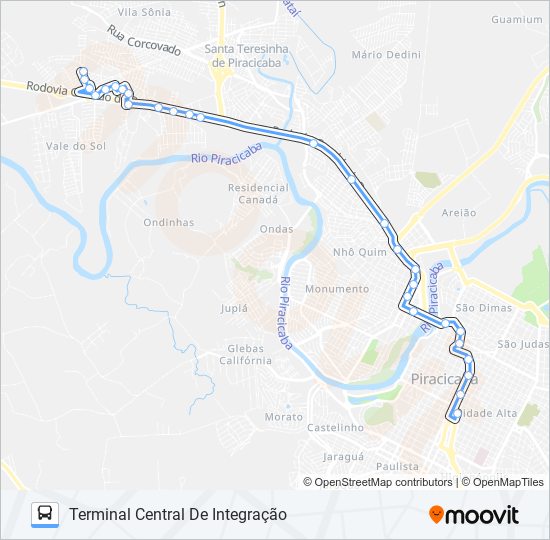 Mapa de 0430 PARQUE PIRACICABA / TCI de autobús