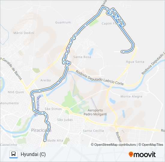 Mapa de 0505 UNINORTE VIA SANTA ROSA de autobús