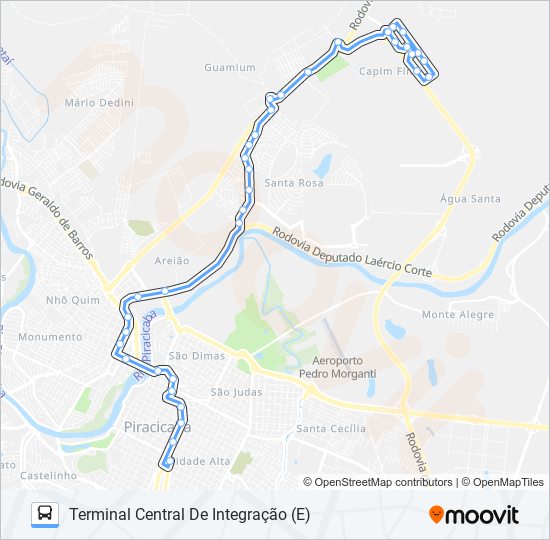 Mapa da linha 0505 UNINORTE VIA SANTA ROSA de 
