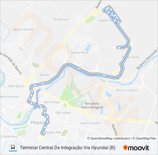 Mapa da linha 0505 UNINORTE VIA SANTA ROSA de 