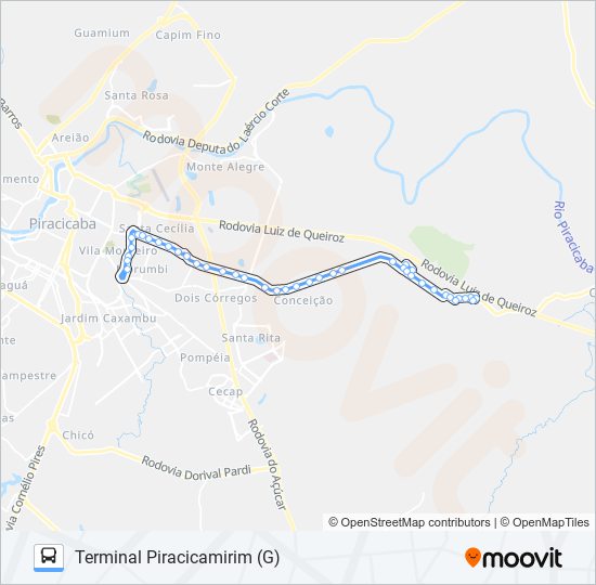 Mapa da linha 0223 PARQUE PEÓRIA / SANTA CASA de ônibus