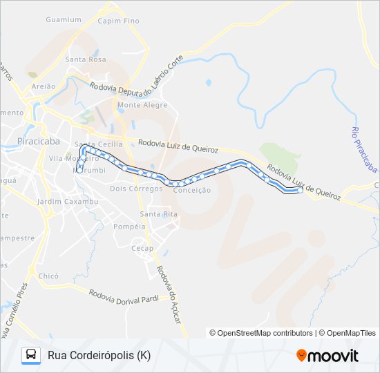 Mapa da linha 0223 PARQUE PEÓRIA / SANTA CASA de ônibus
