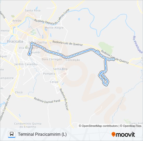 Mapa da linha 0223 PARQUE PEÓRIA / SANTA CASA de ônibus