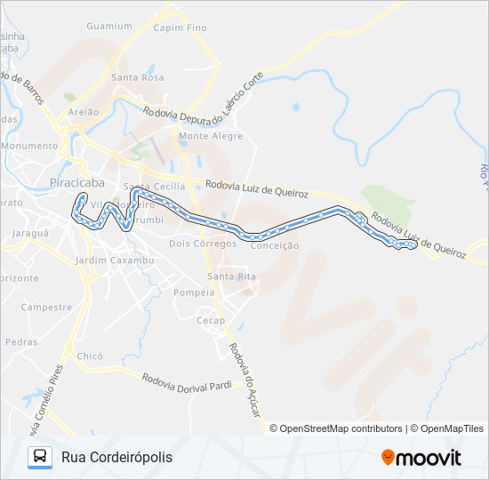 Mapa da linha 0223 PARQUE PEÓRIA / SANTA CASA de ônibus