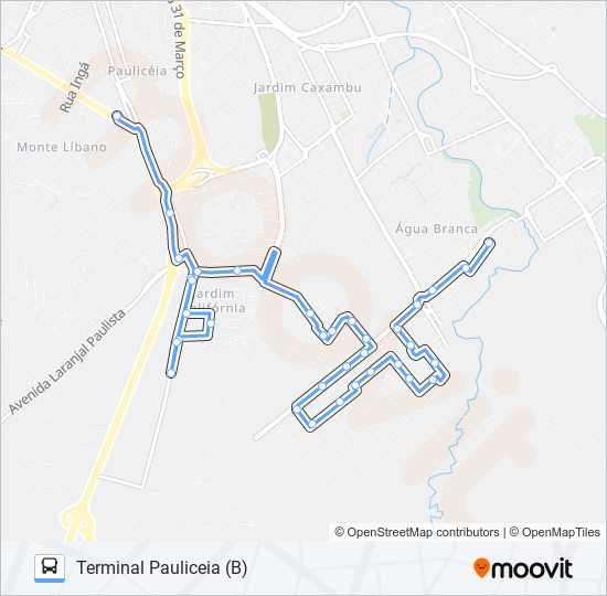 Mapa da linha 0306 JARDIM ORIENTE - TPA / TPI de ônibus