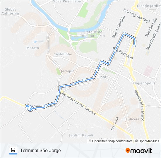 Mapa da linha 0801 SÃO JORGE VIA PRAÇA TAKAKI de 