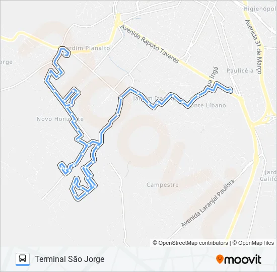 0826 NOVO HORIZONTE - TPA / TSJ  Line Map