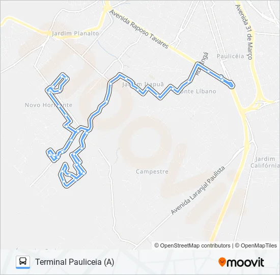 0826 NOVO HORIZONTE - TPA / TSJ  Line Map