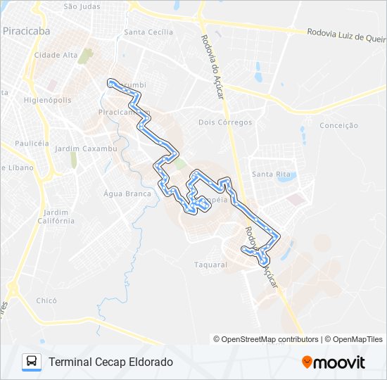 Mapa da linha 0214 PARQUE CHAPADÃO - TPI / TCE de ônibus