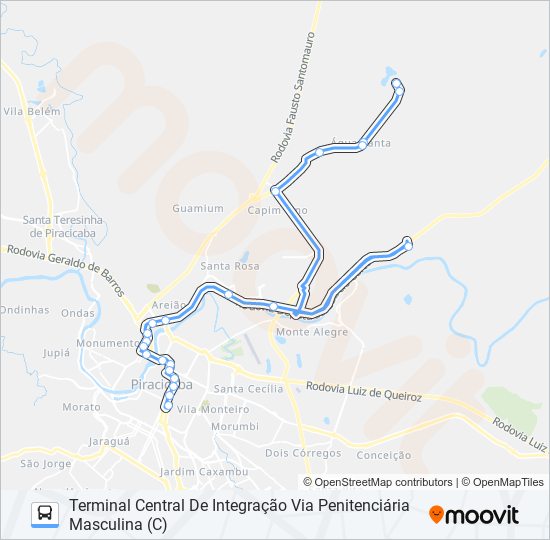 Mapa da linha 0504 ÁGUA SANTA VIA AV. RIO CLARO de ônibus