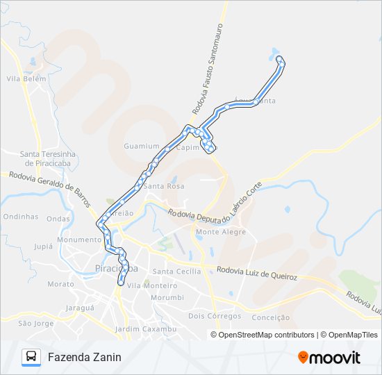 Mapa da linha 0504 ÁGUA SANTA VIA AV. RIO CLARO de ônibus