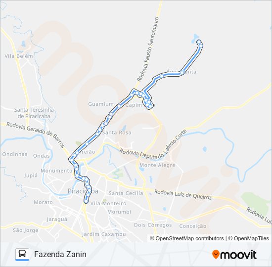 Mapa de 0504 ÁGUA SANTA VIA AV. RIO CLARO de autobús