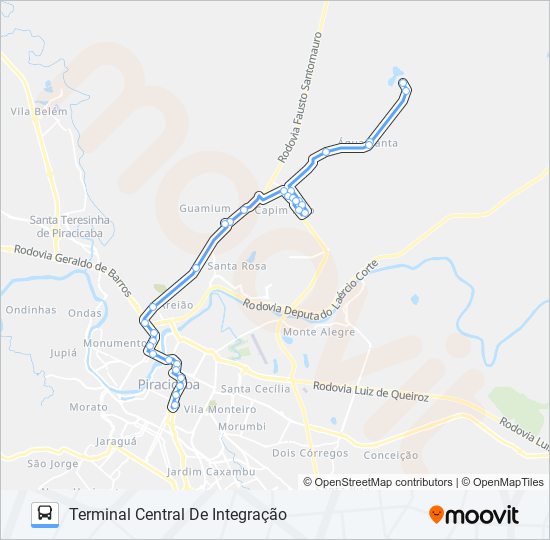 Mapa da linha 0504 ÁGUA SANTA VIA AV. RIO CLARO de 