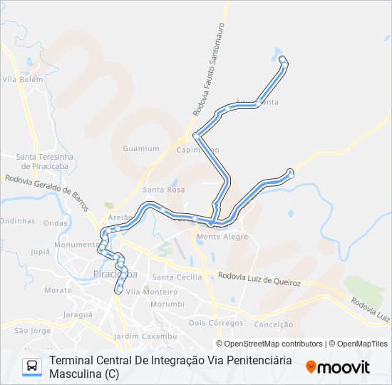 Mapa da linha 0504 ÁGUA SANTA VIA AV. RIO CLARO de 