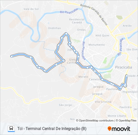 Mapa da linha 0712 PAU D'ALINHO VIA JARDIM JUPIÁ de ônibus
