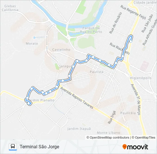 0802 SÃO JORGE VIA JARDIM PLANALTO  Line Map