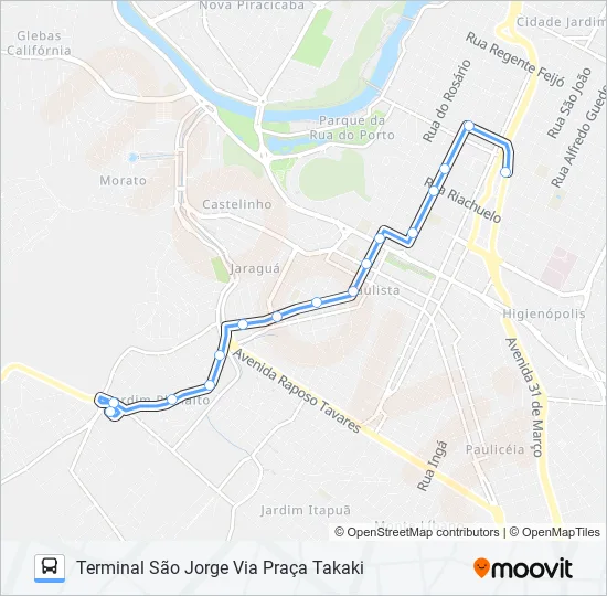 0802 SÃO JORGE VIA JARDIM PLANALTO  Line Map