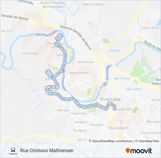 Mapa de 0702 JARDIM JUPIÁ VIA CENTRO CÍVICO de autobús