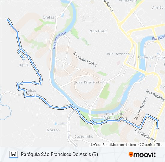Mapa da linha 0702 JARDIM JUPIÁ VIA CENTRO CÍVICO de 