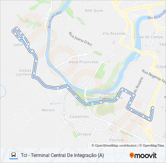 Mapa da linha 0702 JARDIM JUPIÁ VIA CENTRO CÍVICO de 