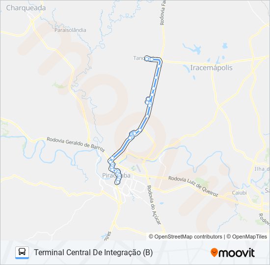 Mapa de 0501 TANQUINHO VIA AVENIDA RIO CLARO de autobús