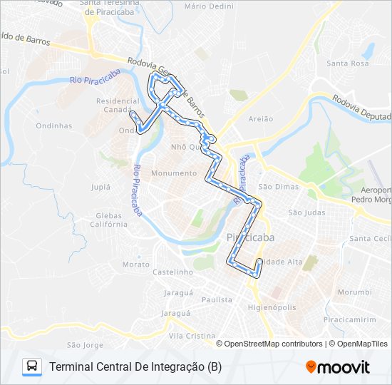 Mapa da linha 0103 NHÔ QUIM VIA AV. MANOEL CONCEIÇÃO de ônibus