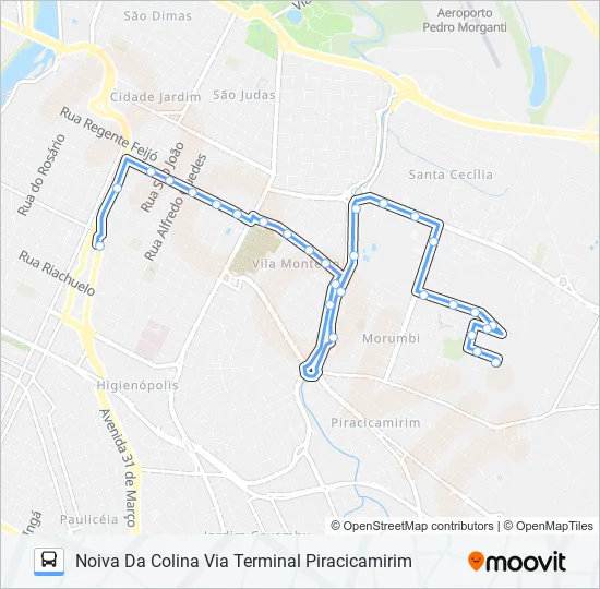 0203 NOIVA DA COLINA VIA VILA MONTEIRO  Line Map