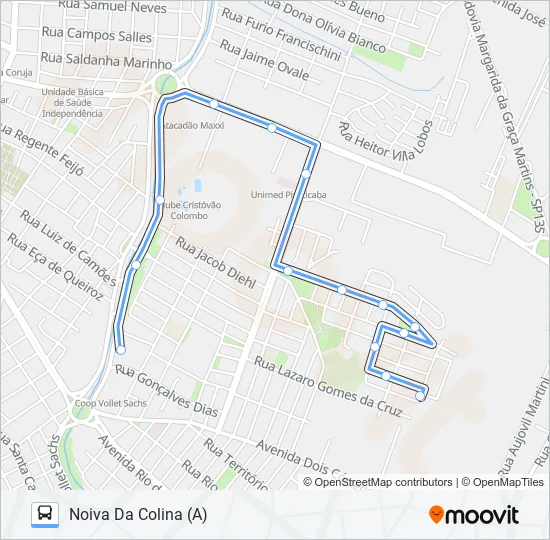 0203 NOIVA DA COLINA VIA VILA MONTEIRO  Line Map