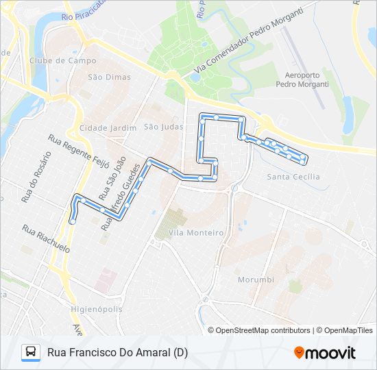 Mapa da linha 0203 NOIVA DA COLINA VIA VILA MONTEIRO de 