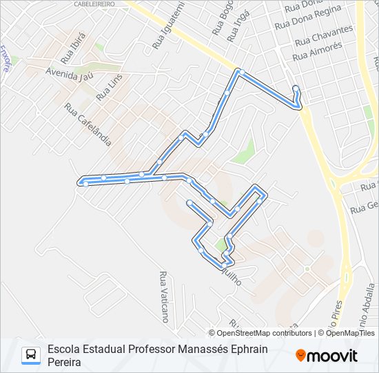 0304 MONTE LÍBANO VIA RUA JOÃO GIMENEZ bus Line Map