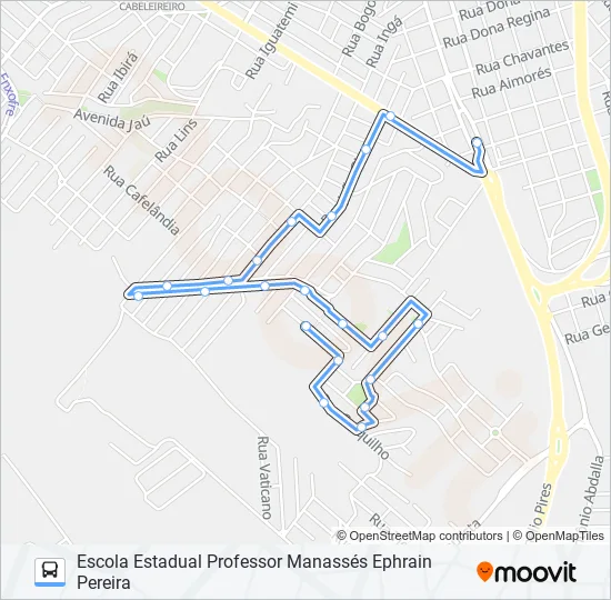 0304 MONTE LÍBANO VIA RUA JOÃO GIMENEZ  Line Map