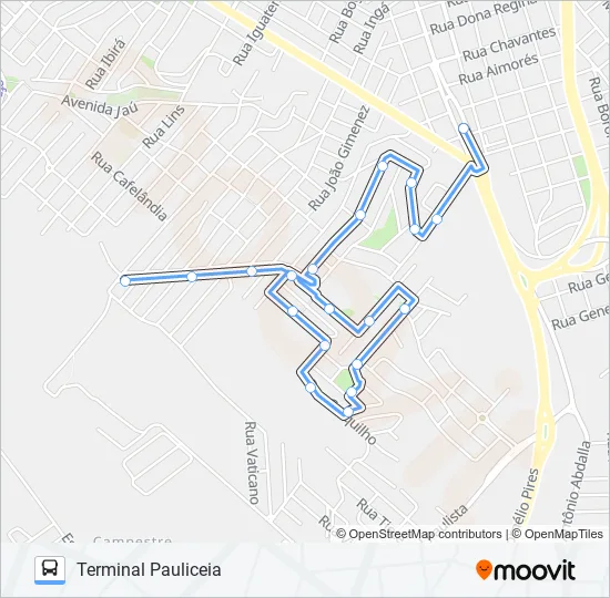 0304 MONTE LÍBANO VIA RUA JOÃO GIMENEZ  Line Map