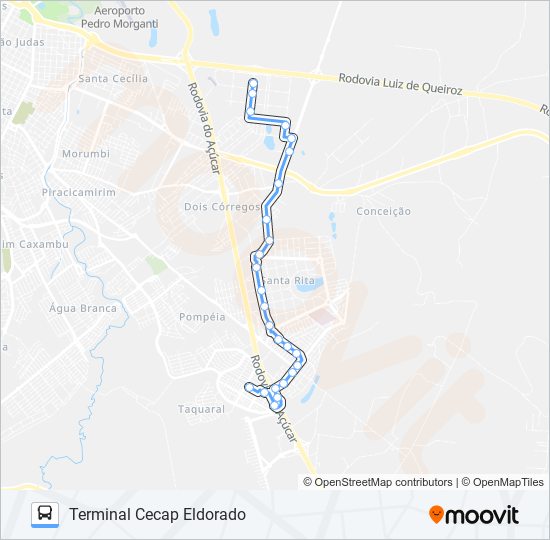 Mapa da linha 0216 UNILESTE / CECAP VIA SÃO FRANCISCO de 