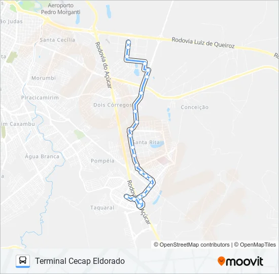 0216 UNILESTE / CECAP VIA SÃO FRANCISCO  Line Map