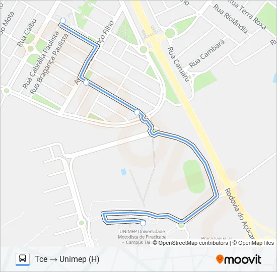 0216 UNILESTE / CECAP VIA SÃO FRANCISCO  Line Map