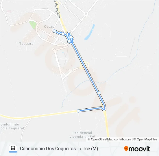 0216 UNILESTE / CECAP VIA SÃO FRANCISCO  Line Map