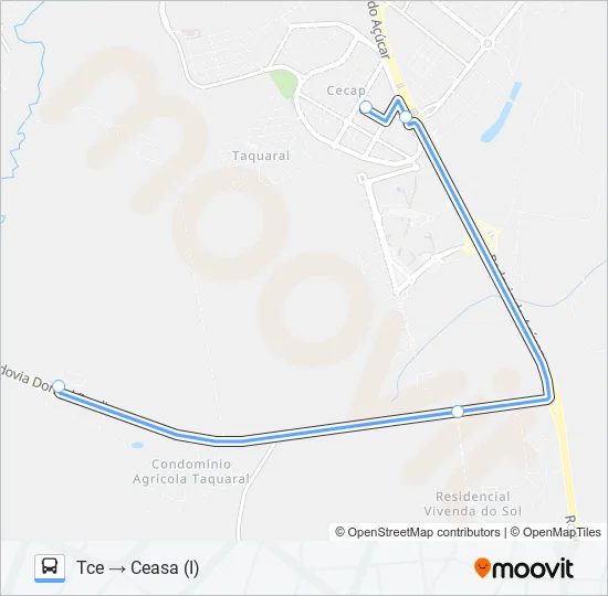 0216 UNILESTE / CECAP VIA SÃO FRANCISCO  Line Map