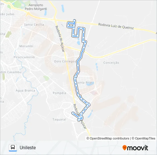0216 UNILESTE / CECAP VIA SÃO FRANCISCO  Line Map