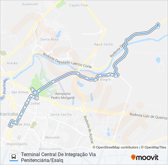 Mapa de 0021 MONTE ALEGRE VIA AV. CARLOS BOTELHO de autobús